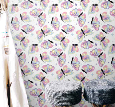 Papel tapiz mariposas alas coloridas volando - TenVinilo