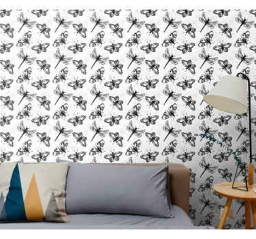 tapety na stenu motyle čierne vážky - Tenstickers