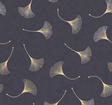 Moderne Tapete Ginkgoblatt marine & gold - TenStickers