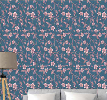 Carta da parati floreale fiori di ramo rosa - TenStickers