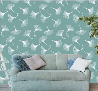 tapeta listy jemné zelené ginkgo - Tenstickers