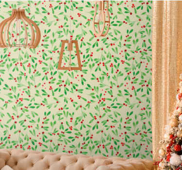 Joulumarjakuvio olohuone tapetit - Tenstickers