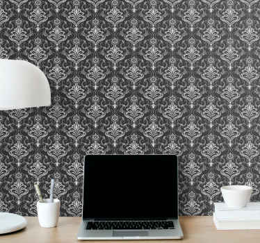 Baroque botanical motif home office wallpaper - TenStickers