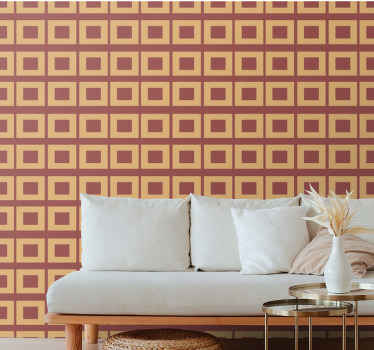 Retro geometric blocks square wallpaper - TenStickers