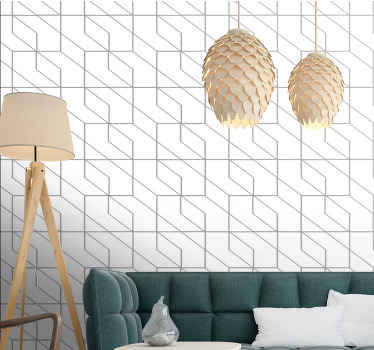 Geometrijske minimalistične bele kvadratne tapeta - TenStickers