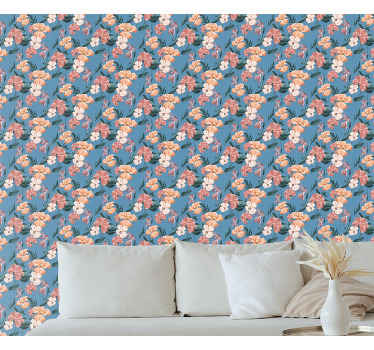 Papel pintado flores Estampado floral 'ziedi jeans' - TenVinilo