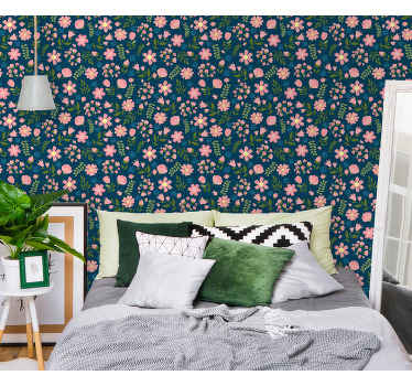 Tapete Natur rosa und blaues Muster - TenStickers