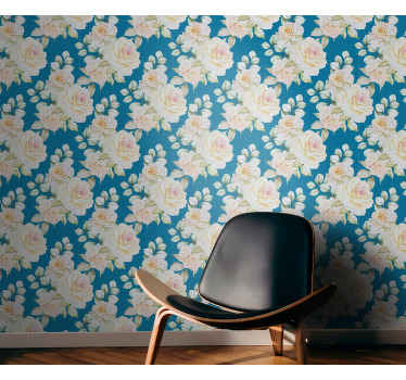 Papel tapiz floral elegantes rosas florales - TenVinilo