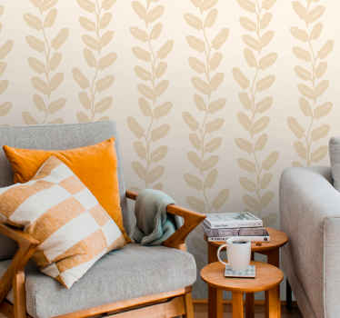 Tapete Blätter beige vertikale zweige - TenStickers