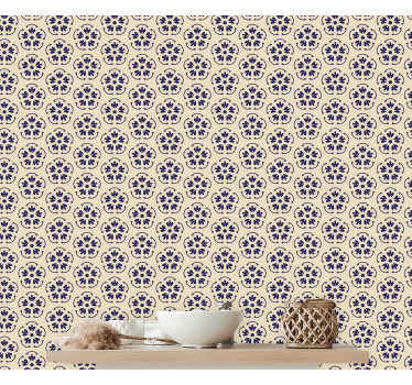 Tapete za zid Cvjetni okrugli plavi motivi - TenStickers