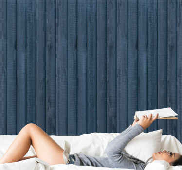 Textured blue panels wood effect wallpaper - TenStickers