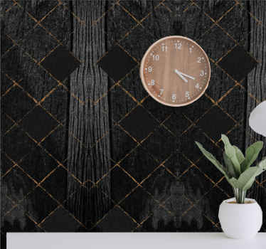Black elegant pattern tile effect wallpaper - TenStickers