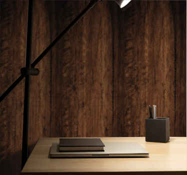 Raw dark brown patinated wood effect wallpaper - TenStickers
