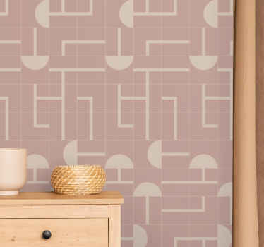 Beige soft shapes geometric wallpaper - TenStickers