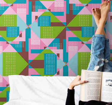 Pastell geometrisk mønster tapet stue - Tenstickers