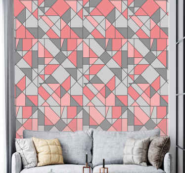 Abstract in gray and pink geometric wallpaper - TenStickers