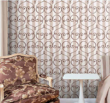 Papel mural rayas verticales diseño de corazón marrón - TenVinilo