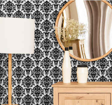 Papel tapiz barroco elegante patrón monocromático - TenVinilo