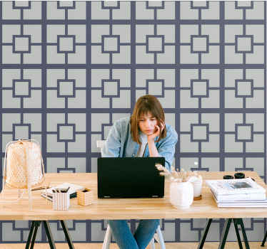 Square pattern layout office wallpaper - TenStickers