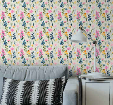 Papel pintado flores exhibición floral vívida - TenVinilo