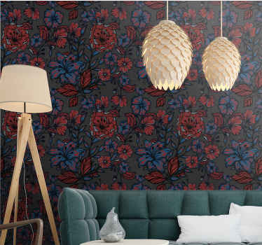 Blumentapete blühende blumenszene - TenStickers