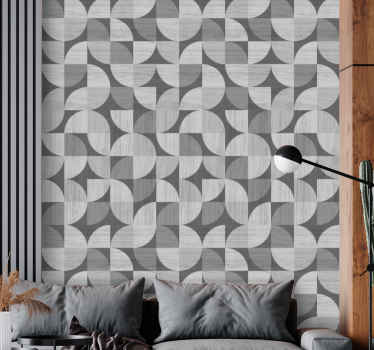 Grey abstract curved shapes geometric wallpaper - TenStickers