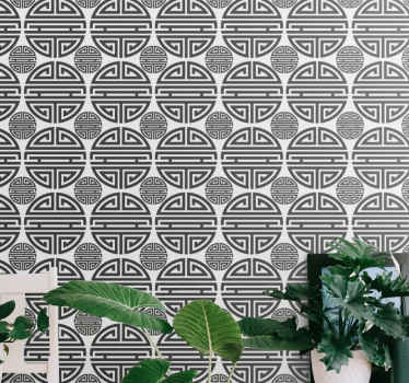 Tapete Kreise stammes-schwarz-weiß-muster - TenStickers