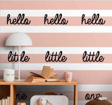 Hello on beige stripes lettering wallpaper - TenStickers