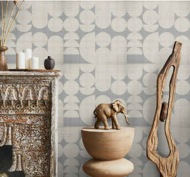 Papel pintado nórdico Patrón de círculo blanco crema escandinavo - TenVinilo