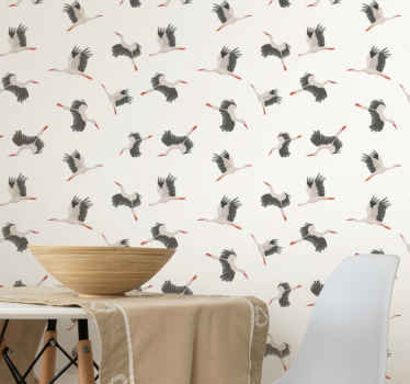 Flyvende storke tapet med fugle - TenStickers