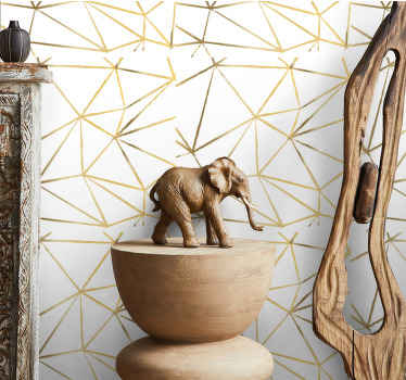 Geometric golden lines entrance wallpaper - TenStickers