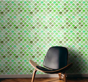 Green scales pattern Abstract Wallpaper - TenStickers