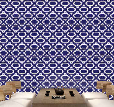 Geometric hexagonal shapes dining room wallpaper - TenStickers