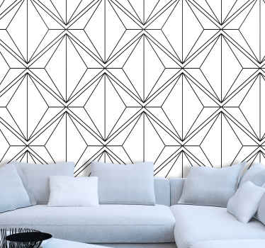 Geometrical Black & White Square Wallpaper - TenStickers