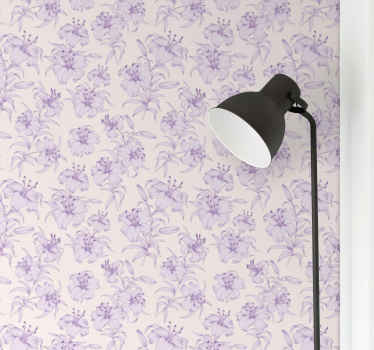 Papel pintado flores elegante motivo morado - TenVinilo
