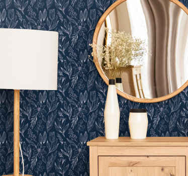 tapety na stenu kvety modrý rozkvitnutý motív - Tenstickers