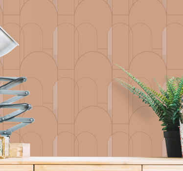 Papel tapiz moderno patrones de arco beige - TenVinilo
