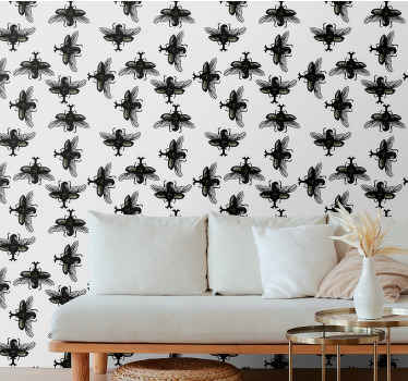 Black Insect Pattern animal wallpaper - TenStickers