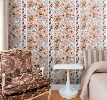 Papel pintado flores elegante arreglo beige - TenVinilo