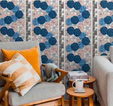 Papel pintado flores Elegantes lineas de flores - TenVinilo