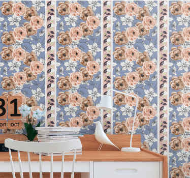 Papel pintado flores Líneas de flores modernas - TenVinilo