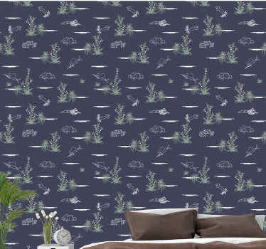 Tapete Natur Dunkle Farben pflanzenmuster - TenStickers