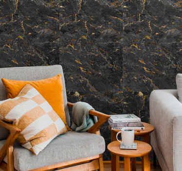 Marmor Tapete Schwarzgoldene marmorimitation - TenStickers
