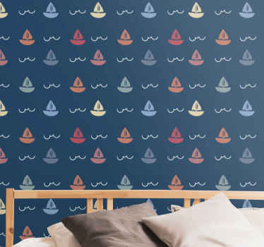 Papier peint chambre enfant motif de voiliers - TenStickers