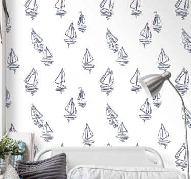 Papel pintado abstracto decoración de veleros - TenVinilo