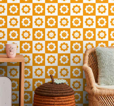 kvetinová tapeta usmievavý kvetinový vzor - Tenstickers