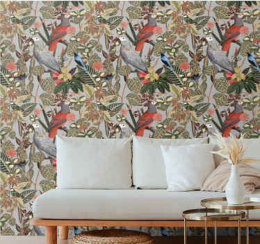 Exotic Parrot Pattern parrots wallpaper - TenStickers