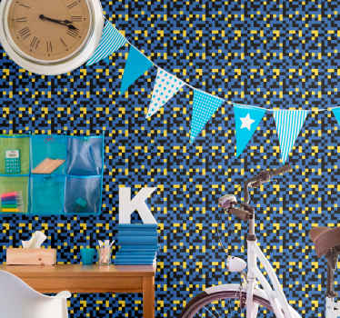 Pixelated Color Blocks geometric wallpaper - TenStickers