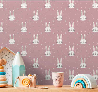 Papel pintado infantil Patrón rosa "boho" - TenVinilo