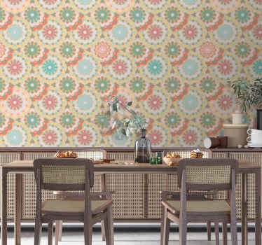 kvetinová tapeta zdobený kruhový dizajn - Tenstickers